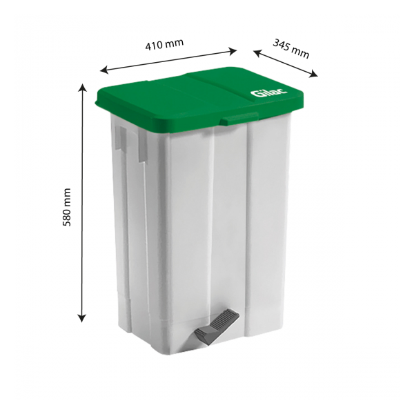 Poubelle à pédale 50 L - couvercle vert