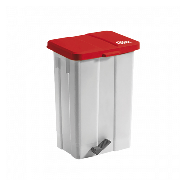 Poubelle à pédale 50 L - couvercle rouge