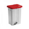 Poubelle à pédale 50 L - couvercle rouge