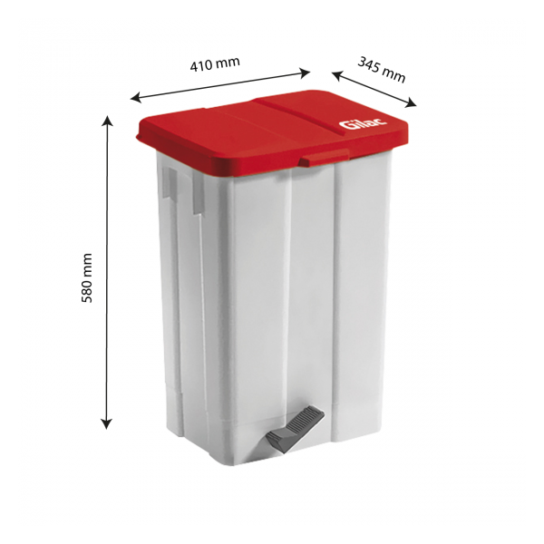 Poubelle à pédale 50 L - couvercle rouge