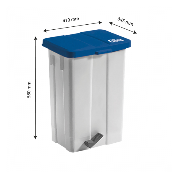 Poubelle à pédale 50 L - couvercle bleu