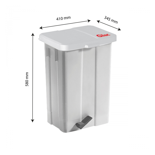 Poubelle à pédale 50 L - couvercle blanc