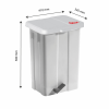 Poubelle à pédale 50 L - couvercle blanc