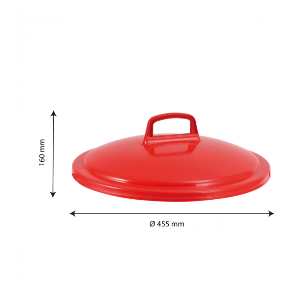 Couvercle avec poignée pour poubelle ronde tri sélectif 50 L - rouge