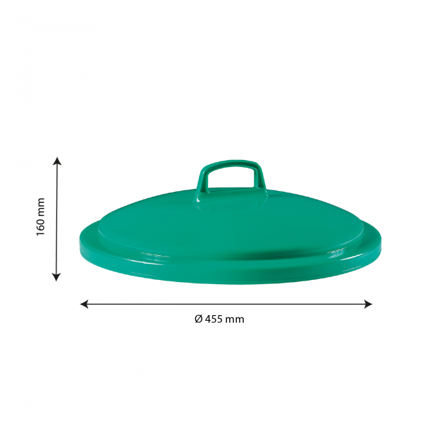 Couvercle avec poignée pour conteneur alimentaire rond HACCP 50 L - vert