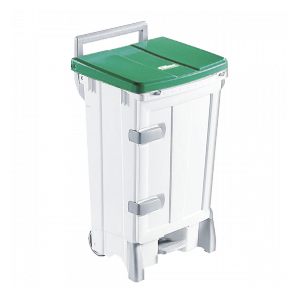 Collecteur à pédale 90 L + porte - couvercle vert