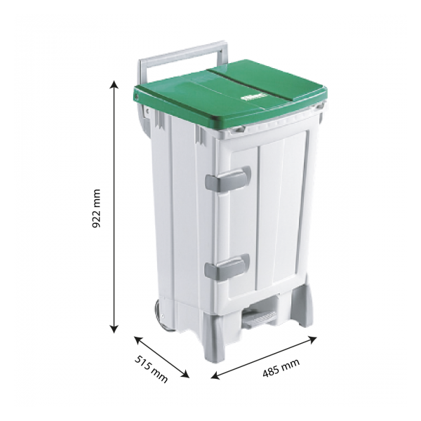 Collecteur à pédale 90 L + porte - couvercle vert