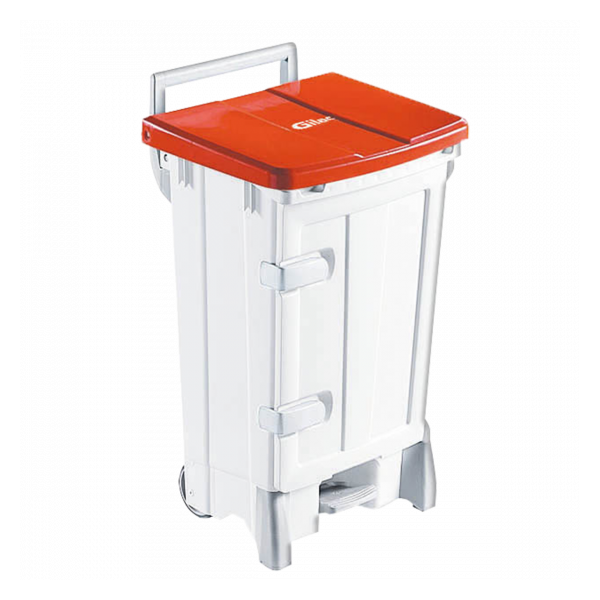 Collecteur à pédale 90 L + porte - couvercle rouge