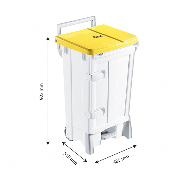 Collecteur à pédale 90 L + porte - couvercle jaune