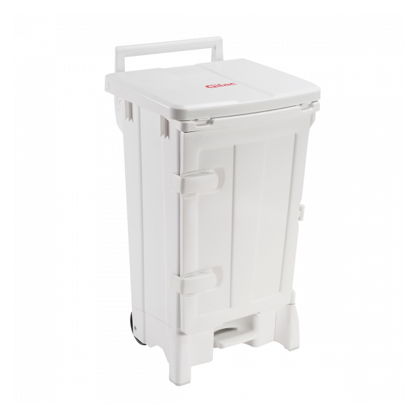 Collecteur à pédale 90 L + porte - couvercle blanc