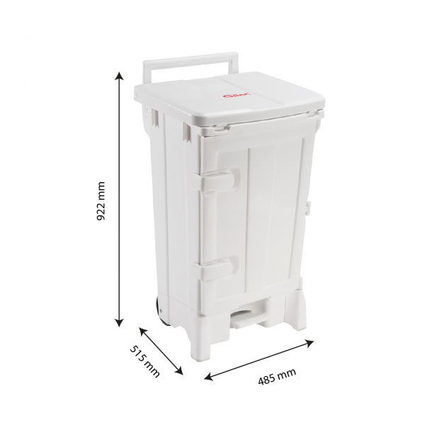 Collecteur à pédale 90 L + porte - couvercle blanc