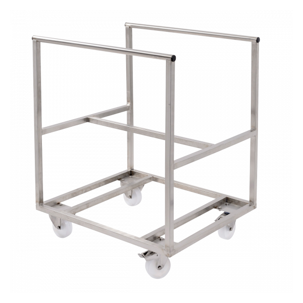 Chariot inox pour bac grand volume semi-cylindrique 170 L