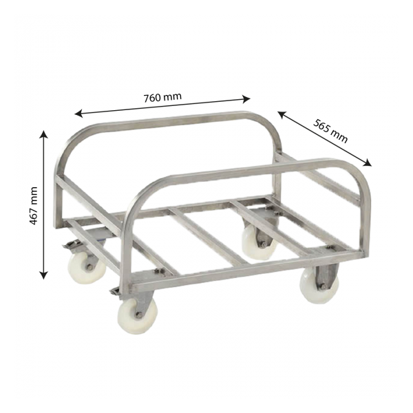 Chariot inox pour bac grand volume 170 L