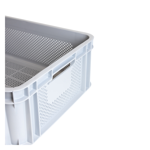 Caisse renforcée finement ajourée avec poignées 545 x 390 x 200 mm - 30 L - gris