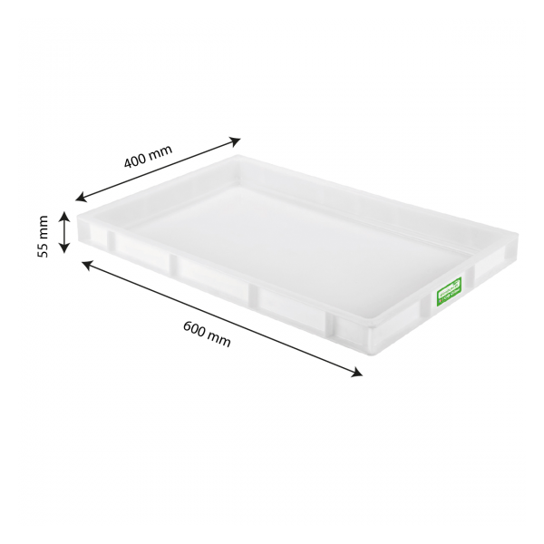 Caisse pleine biosourcée 600 x 400 x 55 mm 9 L - blanc