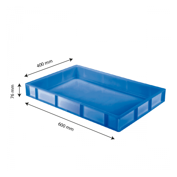 Caisse pleine 600 x 400 x 76 mm 14 L - bleu