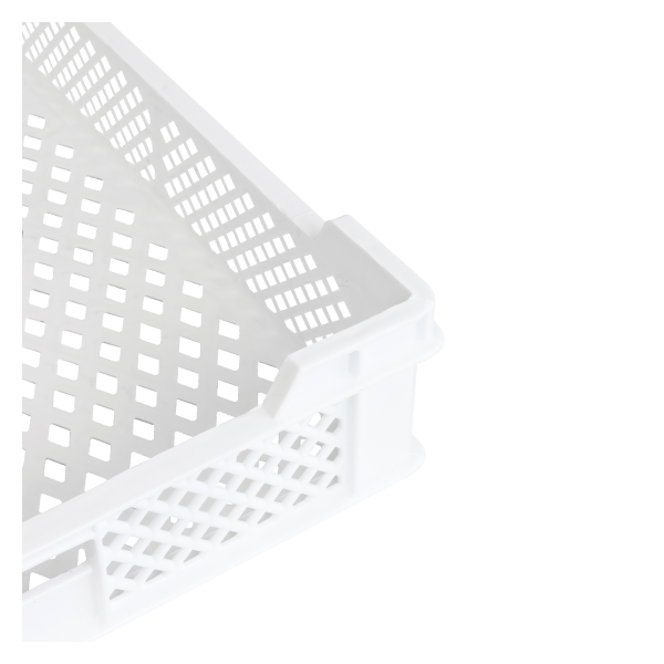 Caisse finement ajourée échancrée avec poignées 600 x 400 x 90 mm - 18 L - blanc