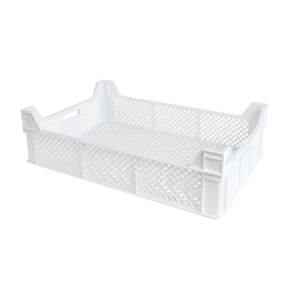 Caisse finement ajourée échancrée avec poignées 600 x 400 x 175 mm - 32 L - blanc