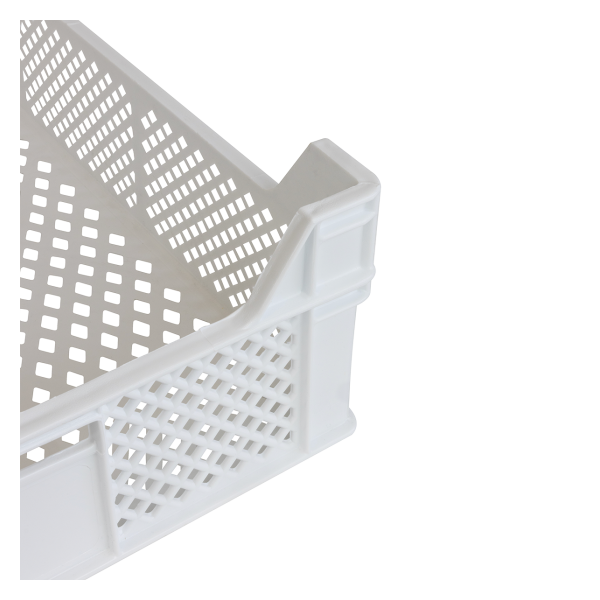 Caisse finement ajourée échancrée avec poignées 600 x 400 x 175 mm - 32 L - blanc