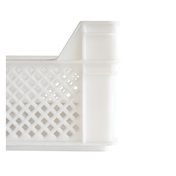 Caisse finement ajourée échancrée avec poignées 600 x 400 x 130 mm - 29 L - blanc