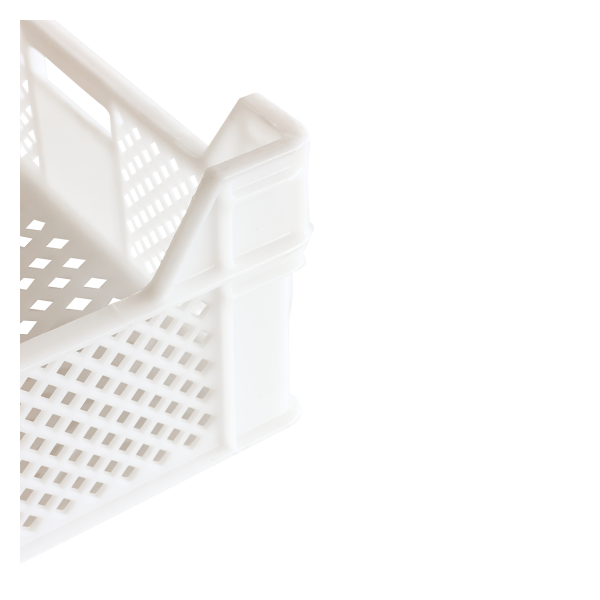 Caisse finement ajourée échancrée avec poignées 600 x 400 x 130 mm - 29 L - blanc