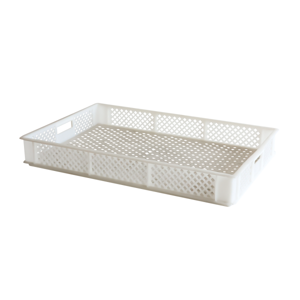 Caisse finement ajourée avec poignées 600 x 400 x 70 mm - 14 L - blanc