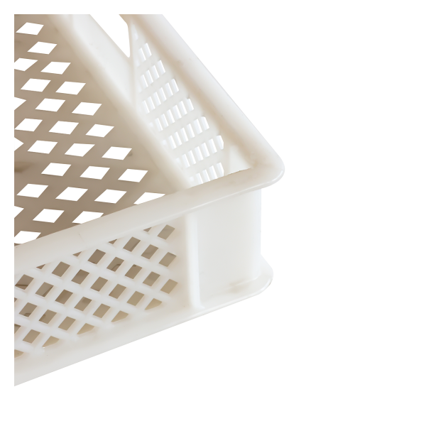 Caisse finement ajourée avec poignées 600 x 400 x 70 mm - 14 L - blanc