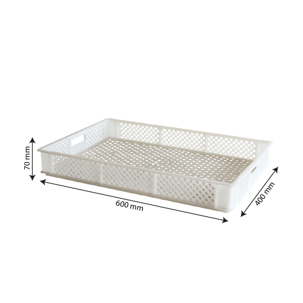 Caisse finement ajourée avec poignées 600 x 400 x 70 mm - 14 L - blanc