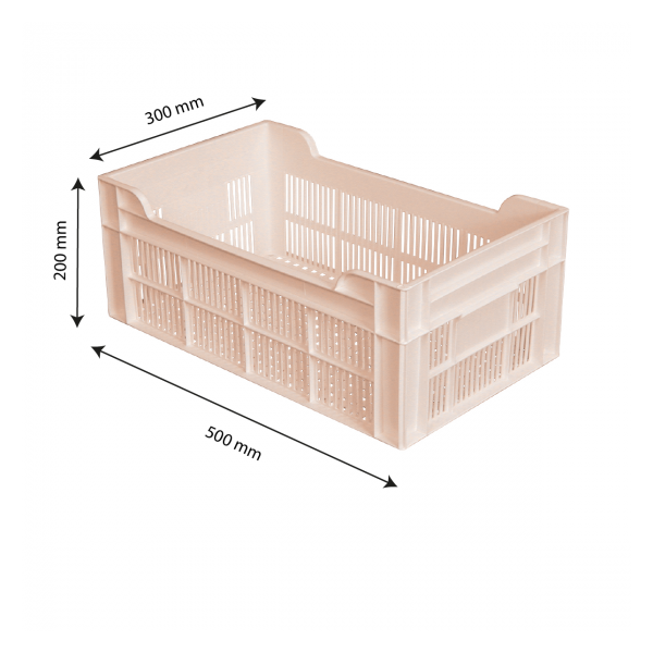 Caisse ajourée sans poignée empilable 500 X 300 20 L - rose