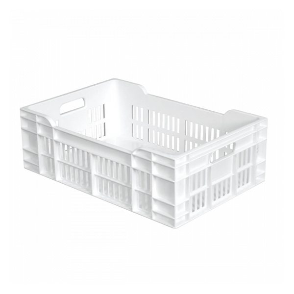 Caisse ajourée fond plein 600 x 400 x 200 mm 40 L - blanc