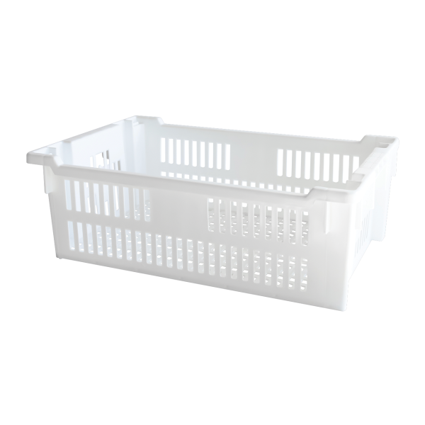 Caisse ajourée empilable emboîtable 600 x 400 x 200 mm - 30 L - blanc