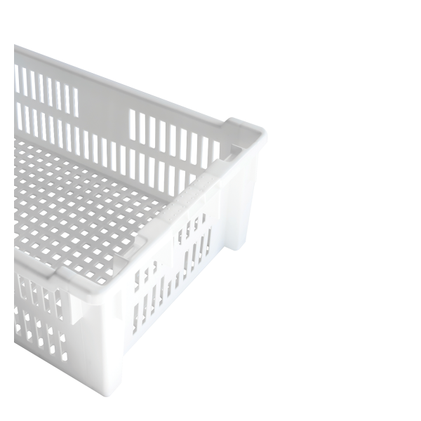 Caisse ajourée empilable emboîtable 600 x 400 x 200 mm - 30 L - blanc