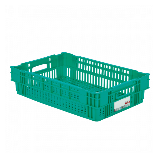 Caisse ajourée empilable emboitable 600 x 400 x 146 mm HACCP - 27 L - vert