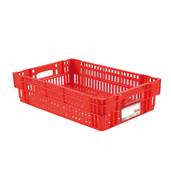 Caisse ajourée empilable emboitable 600 x 400 x 146 mm HACCP - 27 L - rouge