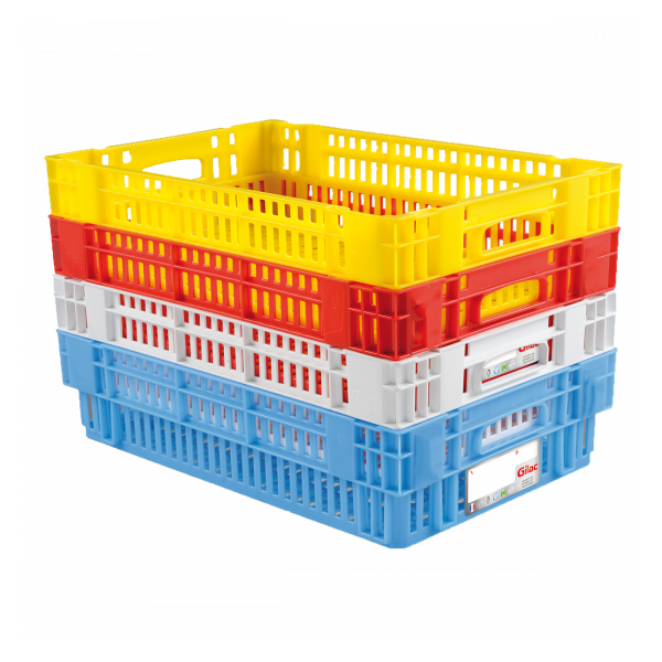 Caisse ajourée empilable emboitable 600 x 400 x 146 mm HACCP - 27 L - rouge