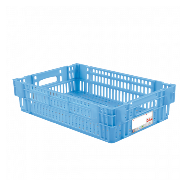 Caisse ajourée empilable emboitable 600 x 400 x 146 mm HACCP - 27 L - bleu