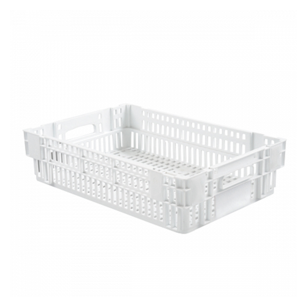 Caisse ajourée empilable emboitable 600 x 400 x 145 mm - 27 L - blanc