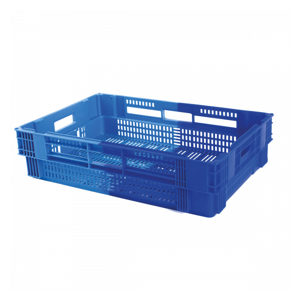Caisse ajourée empilable emboitable 600 x 400 x 147 mm bicolore 26 L - bleu/bleu