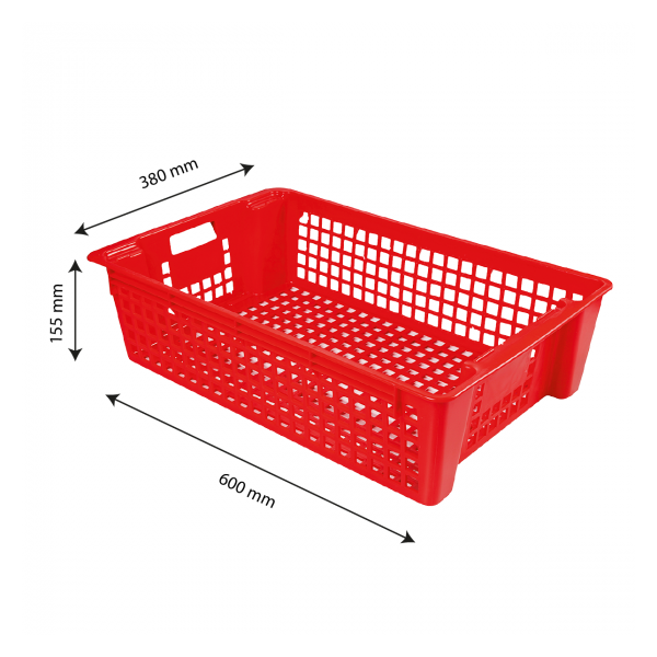 Caisse ajourée empilable emboîtable 600 x 380 x 155 mm 28 L - rouge