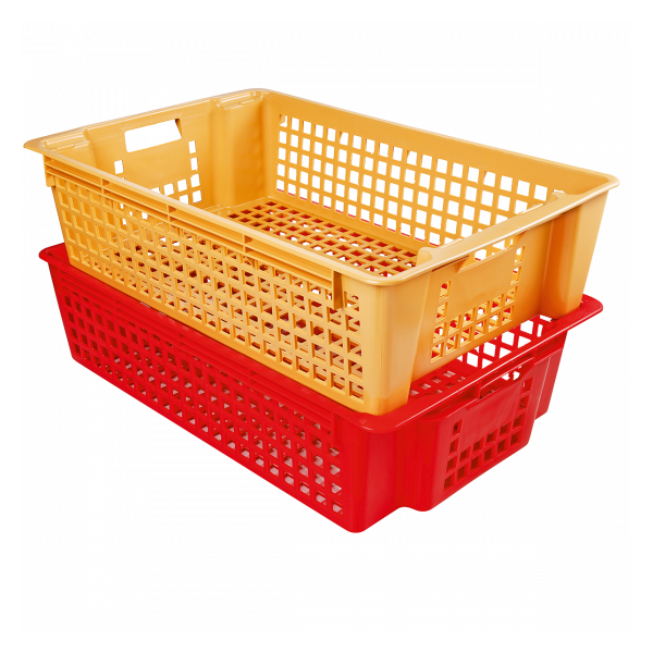 Caisse ajourée empilable emboîtable 600 x 380 x 155 mm 28 L - rouge