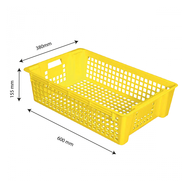 Caisse ajourée empilable emboîtable 600 x 380 x 155 mm 28 L - jaune