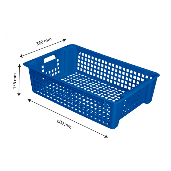 Caisse ajourée empilable emboîtable 600 x 380 x 155 mm 28 L - bleu