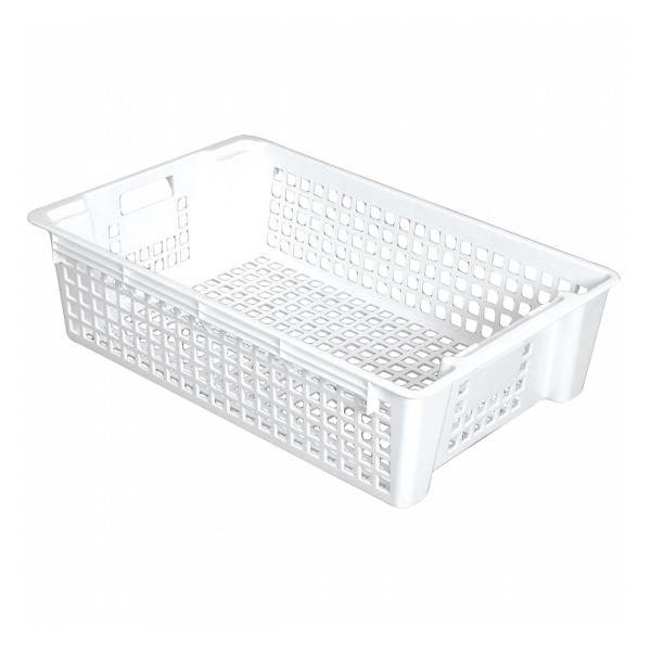 Caisse ajourée empilable emboîtable 600 x 380 x 155 mm 28 L - blanc