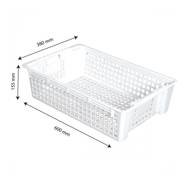 Caisse ajourée empilable emboîtable 600 x 380 x 155 mm 28 L - blanc