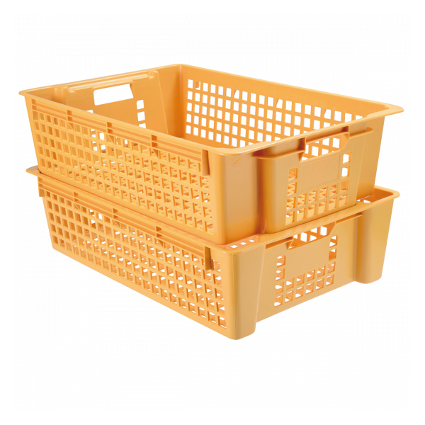 Caisse ajourée empilable emboitable 600 x 380 x 155 mm 28 L - beige