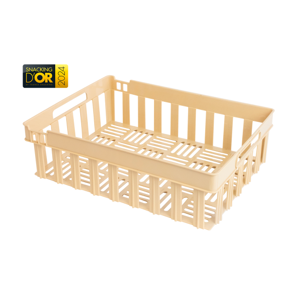Caisse ajourée empilable emboîtable 400 x 300 x 120 mm - 13 L - beige
