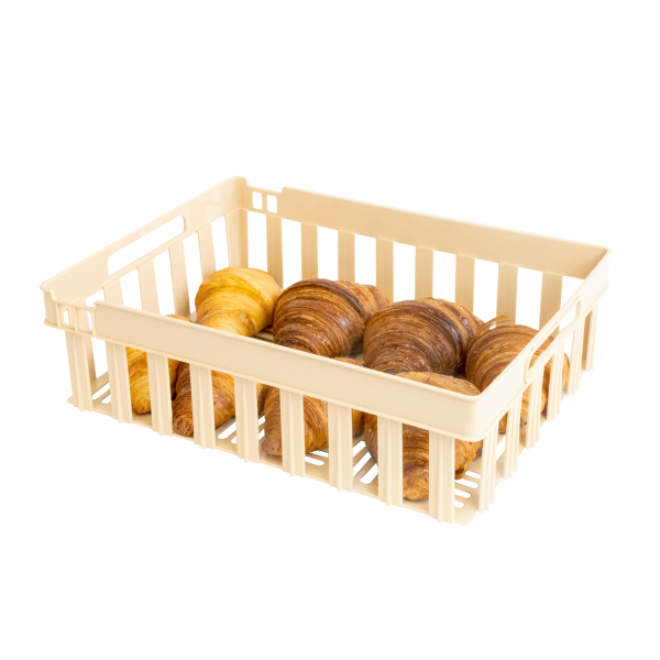 Caisse ajourée empilable emboîtable 400 x 300 x 120 mm - 13 L - beige