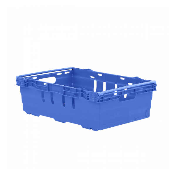 Caisse ajourée emboîtable, empilable sur barres 600 x 400 x 199 mm - 35 L – bleu