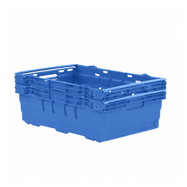 Caisse ajourée emboîtable, empilable sur barres 600 x 400 x 199 mm - 35 L – bleu