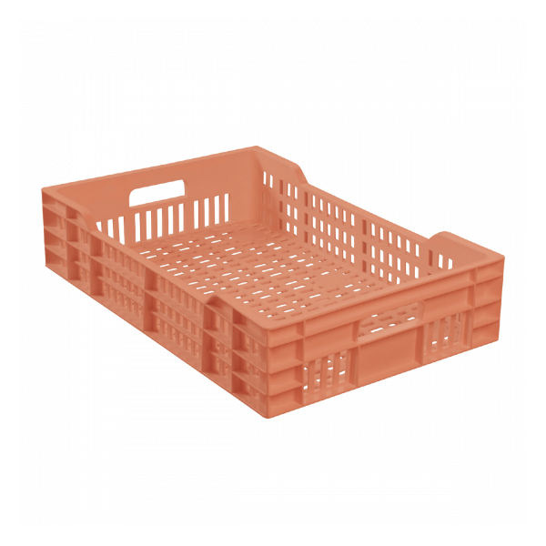 Caisse ajourée avec poignées empilable 600 X 400 25 L - terracotta